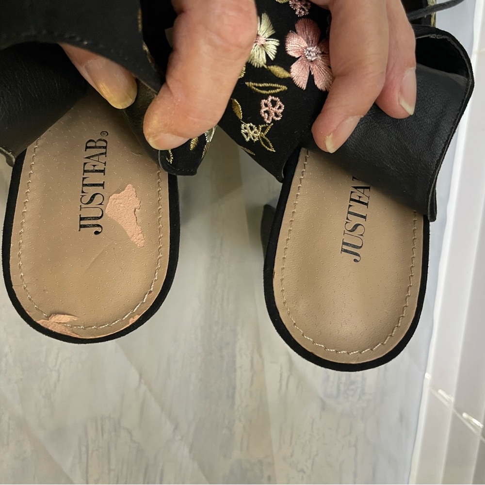 JustFab Black Floral Lace-Up Heels 5” - Picture 10 of 12